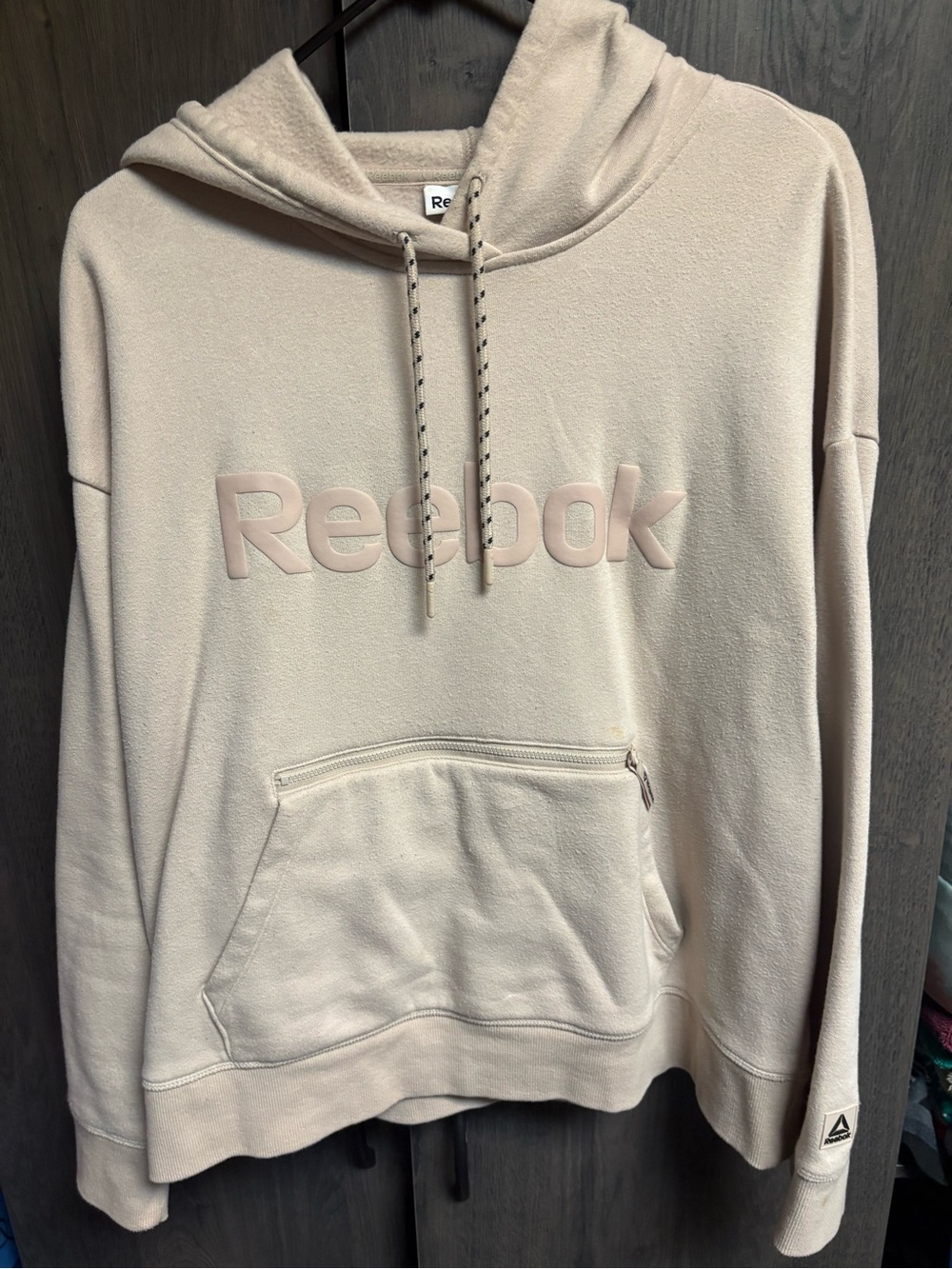 Reebok Women's Cream Cowl Neck Pullover Hoodie oversized